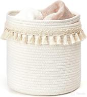 🧺 mkono macrame decorative cotton rope basket: small boho nursery organizer for baby toys, magazines, and potted plants логотип