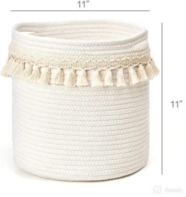 img 1 attached to 🧺 Mkono Macrame Decorative Cotton Rope Basket: Small Boho Nursery Organizer for Baby Toys, Magazines, and Potted Plants