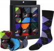 6 pairs of debra weitzner men's cotton argyle dress socks with gift box - colorful classic patterns logo