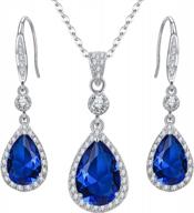 elegant 925 sterling silver teardrop bridal pendant necklace & hook dangle earrings sets with full cubic zirconia - elequeen logo