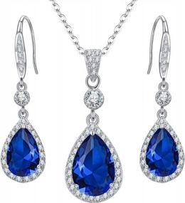 img 4 attached to Elegant 925 Sterling Silver Teardrop Bridal Pendant Necklace & Hook Dangle Earrings Sets With Full Cubic Zirconia - EleQueen
