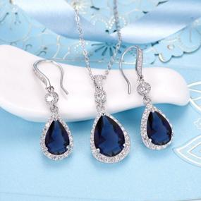 img 3 attached to Elegant 925 Sterling Silver Teardrop Bridal Pendant Necklace & Hook Dangle Earrings Sets With Full Cubic Zirconia - EleQueen
