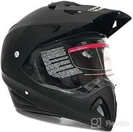 mmg dual sport off road motorcycle full face helmet, model 23 - matte black, medium: flip-up visor for dirt bike atv riders logo