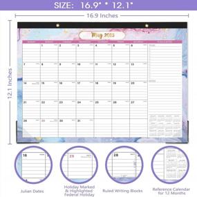 img 1 attached to 2023 Desk Calendar - 12 Month Planner With Julian Dates, Large 17"X12" Desk Calendar, Thick Pages For Notes And Tasks, Includes 2 Corner Protectors