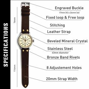 img 1 attached to Vintage WWII Military Watch - Swiss-Quartz Movement, Genuine Leather Strap, And 10 ATM Water Resistance. Ideal Memorabilia For History Buffs. Men'S Watches For A Lifetime.