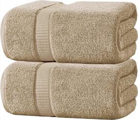 img 4 attached to 2 Pack Luxury 600 GSM Beige Bath Sheets - 35 X 70 Inches - Highly Absorbent & Soft Extra Large Towels By Oakias