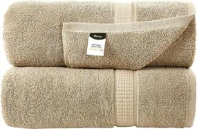 img 2 attached to 2 Pack Luxury 600 GSM Beige Bath Sheets - 35 X 70 Inches - Highly Absorbent & Soft Extra Large Towels By Oakias