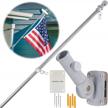 6ft silver wall mount flag pole with adjustable holder bracket & aluminum rings for residential yard porch - tangle free, fits most solar light flagpole logo