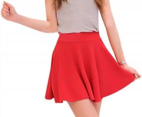 img 3 attached to Moxeay Stretch High Waisted Pleated Skater Skirt For Women - A-Line Circle Mini Skirt