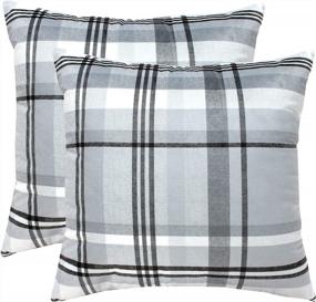 img 3 attached to Grey Buffalo Check Plaid 20X20 Inch Velvet Throw Pillow Cover (2 Pc) Decorative Cushion Case For Farmhouse Couch Sofa Bedroom Home Decor Gingham Pillowcases
