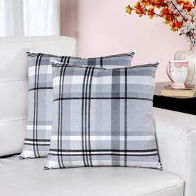 img 4 attached to Grey Buffalo Check Plaid 20X20 Inch Velvet Throw Pillow Cover (2 Pc) Decorative Cushion Case For Farmhouse Couch Sofa Bedroom Home Decor Gingham Pillowcases