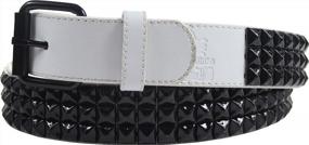 img 2 attached to 👔 Men's Studded Leather Belt with Black Pyramid Accents in Black