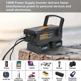 img 2 attached to ⚡️ SunMilY 150W Portable Power Supply Inverter: Compatible with Dewalt 20V Battery, DC 20V to AC 110V~120V, Modified Sine Wave, AC Outlet and Dual USB - Battery Not Included