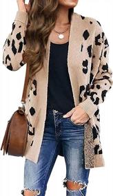 img 4 attached to Stay Trendy With ZESICA Women'S Long Sleeves Open Front Leopard Print Sweater Cardigan