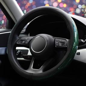 img 2 attached to 🚗 Carbon Fiber Steering Wheel Cover - ZHOL 15-Inch Universal Fashion Sport Auto Car Steering Wheel Cover for Women and Men, Anti-Slip (Green)