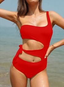 img 3 attached to Women'S One Shoulder Bandage Monokini Swimsuit - SHEKINI Cutout Bathing Suit