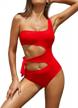 women's one shoulder bandage monokini swimsuit - shekini cutout bathing suit logo