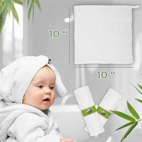 img 2 attached to 👶 LUBIEN Bamboo Baby Washcloths - 8 Pack | Ultra Soft Bath Face Towel for Sensitive Skin | Baby Wipes | Newborns, Infants, Toddlers | Baby Registry, Shower Gift | Girls, Boys | White