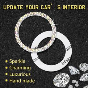 img 2 attached to Frienda Bling Car Crystal Rhinestone Ring Emblem Sticker Push Start Button | Ignition Bling Ring Sticker | Stylish Car Interior Accessory for Women (AB Color)