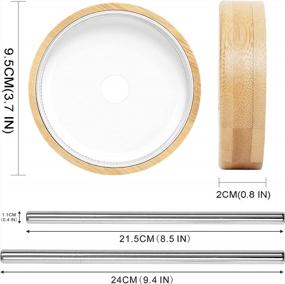 img 3 attached to 4 PC Mason Jar Lids With Straw Hole, Bamboo + Stainless Steel - Wide Mouth Screw Top