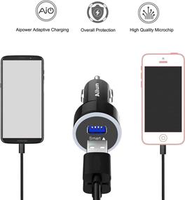 img 2 attached to 🔌 Ailun Car Charger Adapter: Dual Smart USB Ports, 4.8A 24W, Blue Ring Light for iPhone 12/11, Galaxy s20/s10