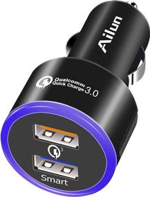 img 4 attached to 🔌 Ailun Car Charger Adapter: Dual Smart USB Ports, 4.8A 24W, Blue Ring Light for iPhone 12/11, Galaxy s20/s10