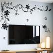 supzone flowers vine wall decals black flower wall stickers butterfly floral wall decor removable vinyl diy home wall art stickers for bedroom living room sofa backdrop tv wall decoration logo