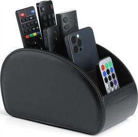 img 4 attached to Vlando Remote Control Holder,DVD TV Remote Controls With 5 Large Compartments,Bedside Table,Remote Box Storage Box,Mobile Office Stationery,Pen Organizer For Desk,Office Supplies Black