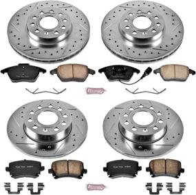 img 1 attached to 🔝 Enhance Your Braking Performance with Power Stop K4068 Front and Rear Z23 Carbon Fiber Brake Pads and Drilled & Slotted Brake Rotors Kit