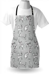 img 1 attached to Unisex Grey Cat Apron With Floral Background Prints, Adjustable Neck Cooking Gardening Kitchen Bib For Adults
