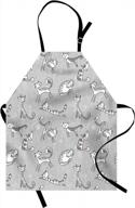 unisex grey cat apron with floral background prints, adjustable neck cooking gardening kitchen bib for adults logo