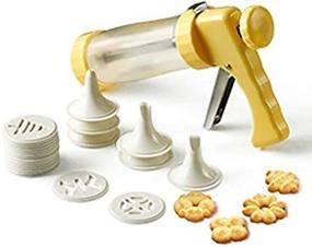 img 3 attached to Cookie Maker Press Gun Kit With 16 Discs And 6 Icing Tips - Multifunctional Comfort Grip DIY Plastic Biscuit Maker Cake Decorating Set, Plus Silicone Heat Resistant Oven Mitt Gift