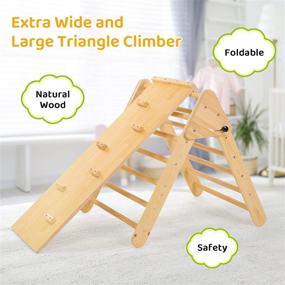 img 3 attached to 🧗 Ogelo Triangle Climber with Ramp: Foldable Wooden Indoor Playground for Toddlers & Kids - Slide & Nature Wood Climbing Toys