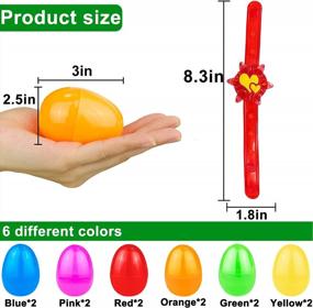 img 1 attached to 2.8" Easter Eggs Filled Light Up Spin Bracelets Toys Bunny Glow In The Dark 12 Pack - Surprise Egg Hunt Fillers For Kids Boys Girls Toddler, Easter Basket Stuffers & Party Favors Gift Set By AMENON.