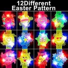 img 2 attached to 2.8" Easter Eggs Filled Light Up Spin Bracelets Toys Bunny Glow In The Dark 12 Pack - Surprise Egg Hunt Fillers For Kids Boys Girls Toddler, Easter Basket Stuffers & Party Favors Gift Set By AMENON.