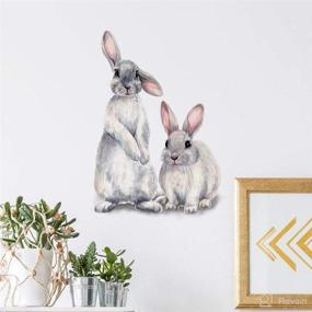 img 2 attached to 🐰 Водонепроницаемые самоклеящиеся настенные наклейки с кроликами из винила - KOVCOAP картины с кроликом для детской комнаты, спальни, детского сада, домика для малышей - декор мураша для самостоятельной сборки