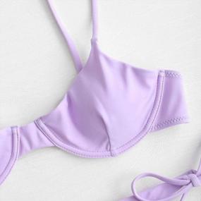 img 1 attached to Push Up Balconette Bikini Set With String Tie Sides For Women By ZAFUL (Size M, Color A-Mauve)