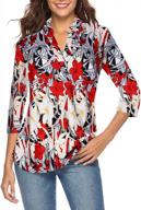 ceasikery women's floral v-neck casual tunic blouse with 3/4 sleeves and loose fit - style 008 logo