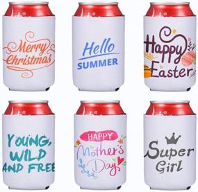 img 3 attached to Sublimation Blanks Can Coolers, 12 Beer Can Cooler Sleeves, Collapsible Insulated Reusable Soda Cover Drink Coolies Beer Sleeves For DIY Weddings Bachelorette Parties Party Favors (White)