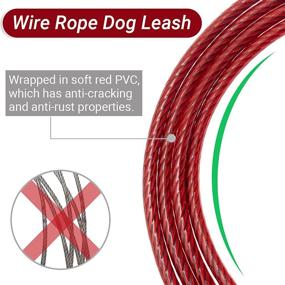 img 2 attached to Chew Proof 5 FT Dog Tie Out Cable with Reflective Handle - Short Leash for Training, Walking, Running, Hiking & Camping - Heavy Duty Lead for Small, Medium & Large Dogs