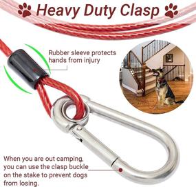 img 1 attached to Chew Proof 5 FT Dog Tie Out Cable with Reflective Handle - Short Leash for Training, Walking, Running, Hiking & Camping - Heavy Duty Lead for Small, Medium & Large Dogs