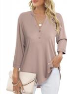 loose fit casual v neck side split tunic tops for women by messic - 3/4 sleeve shirts logo