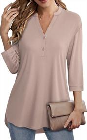 img 3 attached to Loose Fit Casual V Neck Side Split Tunic Tops For Women By Messic - 3/4 Sleeve Shirts