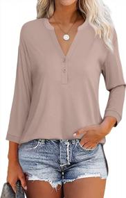 img 2 attached to Loose Fit Casual V Neck Side Split Tunic Tops For Women By Messic - 3/4 Sleeve Shirts