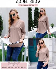 img 1 attached to Loose Fit Casual V Neck Side Split Tunic Tops For Women By Messic - 3/4 Sleeve Shirts