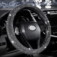 💎 seg direct diamond car steering wheel cover with bling crystal rhinestones - fits 14 1/2 - 15 inch wheels, black with white diamond - ideal for women, men, and girls логотип