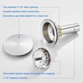 img 3 attached to Upgrade Your Kitchen With ROVOGO 3-1/2" Brushed Sink Drain Featuring Basket Strainer, Drain Cover, And Tailpiece - CUPC Certified