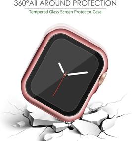 img 1 attached to Surace 40Mm Case Compatible With Apple Watch Case, Overall Protective Cover Tempered Glass Screen Protector Hard PC Case Compatible With Apple Watch Series 6/5/4 40Mm, (2-Pack, Rose Gold/Pink Gold)