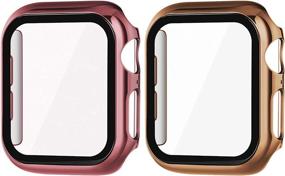 img 4 attached to Surace 40Mm Case Compatible With Apple Watch Case, Overall Protective Cover Tempered Glass Screen Protector Hard PC Case Compatible With Apple Watch Series 6/5/4 40Mm, (2-Pack, Rose Gold/Pink Gold)