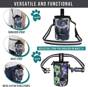 img 1 attached to 🐶 PetAmi Dog Treat Pouch: Versatile Training Bag with Large Front Pocket, Poop Bag Dispenser and Collapsible Bowl - Floral Grey